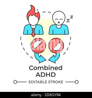 Combined adhd multi color concept icon Stock Vector