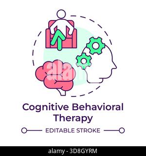 Cognitive behavioral therapy multi color concept icon Stock Vector