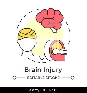 Brain injury multi color concept icon Stock Vector