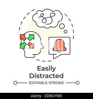 Easily distracted multi color concept icon Stock Vector