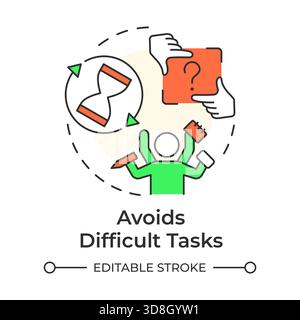Avoids difficult tasks multi color concept icon Stock Vector
