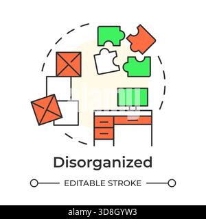 Disorganized multi color concept icon Stock Vector