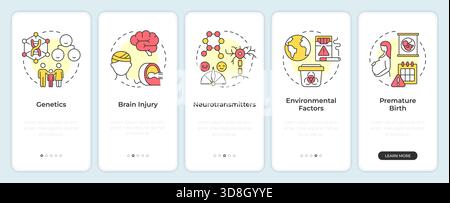 Causes of adhd onboarding mobile app screen Stock Vector