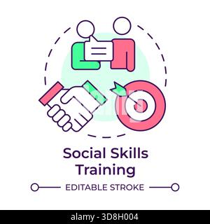 Social skills training multi color concept icon Stock Vector