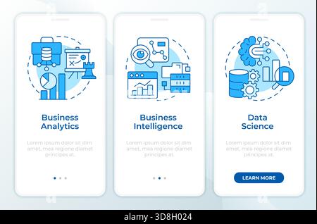Business statistical techniques blue onboarding mobile app screen Stock Vector