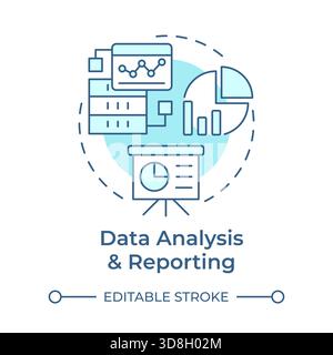 Data analysis and reporting soft blue concept icon Stock Vector