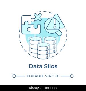 Data silos soft blue concept icon Stock Vector