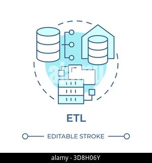 ETL soft blue concept icon Stock Vector
