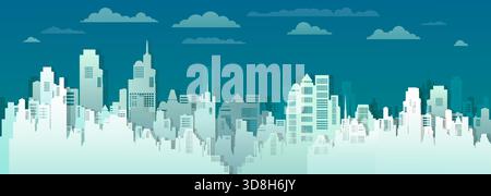 Modern city architectural with downtown, Vector smart city abstract cityscape building and architecture illustrations for wallpaper background, banner Stock Vector