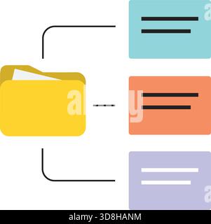 Colorful Folders Organized in Hierarchical Structure System Stock Vector