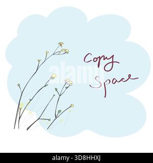 small flowers with copy space illustration vector sketch with black lines Stock Vector