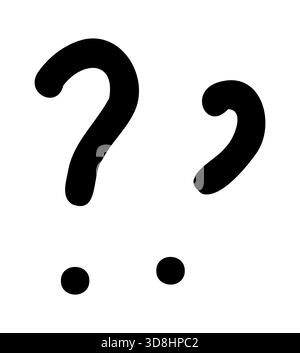 Hand-drawn doodle question marks icon simple cute sketch symbol of doubt, curiosity, inquiry isolated on white background for journals and creative Stock Vector