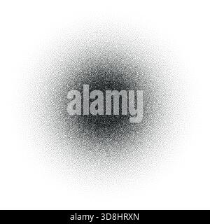 Circular halftone pattern with dense black center and soft dot fade to white edges Stock Vector