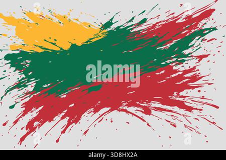 Grunge artistic Lithuania flag splashes in abstract brushstroke style for patriotic or creative design. Stock Vector