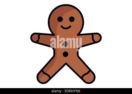 Gingerbread man icon. solid icon style. icon related to christmas. food elements vector illustration Stock Vector