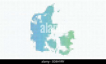 Denmark dotted map in modern halftone style, vector illustration on white background Stock Vector