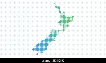 New Zealand dotted map in modern halftone style, vector illustration on white background Stock Vector