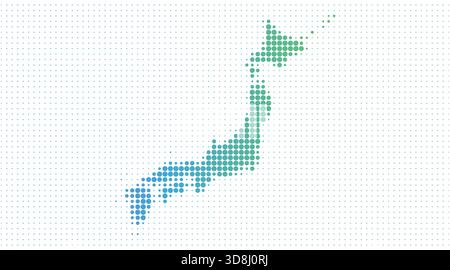 Japan dotted map in modern halftone style, vector illustration on white background Stock Vector