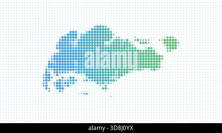 Singapore dotted map in modern halftone style, vector illustration on white background Stock Vector
