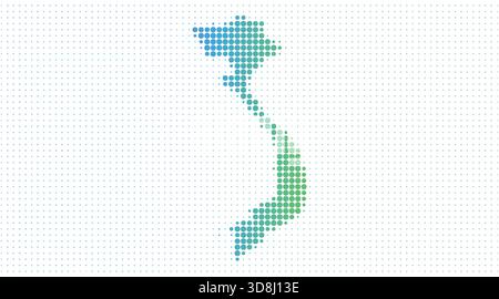 Vietnam dotted map in modern halftone style, vector illustration on white background Stock Vector