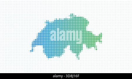 Switzerland dotted map in modern halftone style, vector illustration on white background Stock Vector