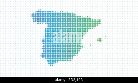 Spain dotted map in modern halftone style, vector illustration on white background Stock Vector