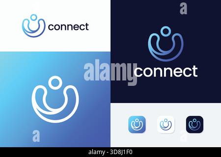 Connect People Support  Icon Logo Sign Symbol People Network Communication Tech and Software Business Stock Vector