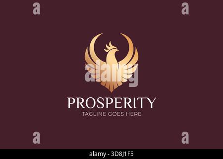 Phoenix Elegant Logo Sign Symbol of Prosperity Gold Luxury Brand Business Company Stock Vector