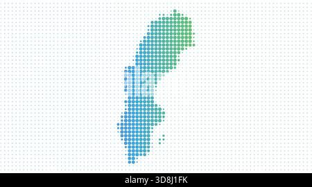 Sweden dotted map in modern halftone style, vector illustration on white background Stock Vector