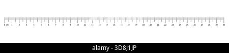 Ruler scale 30 centimeters. Measuring chart with 300 mm , with numbers. Length measurement height, distance, math.Ruler scale, sewing tool template. Stock Vector