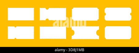 Pattern of ticket for cinema, festival, casino, circus, theater, club. Admit tickets mockups. Empty flat templates.Simple boarding blank, lottery Stock Vector