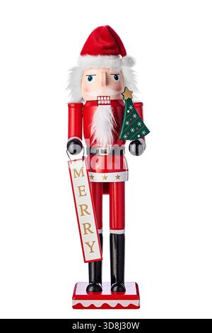 Christmas Toy Nutcracker Soldier Isolated on White Background Stock Photo