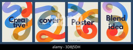 Modern and Simple Template with Colorful Curvy Lines. Modern Event Poster, Card, or Flyer Layout Design Stock Vector