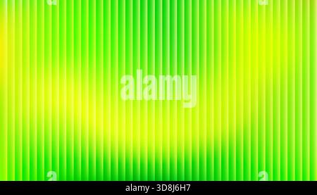 Ribbed glass effect yellow green gradient striped refracted vector background. Abstract colorful distorted creative bright acid blur textured backdrop Stock Vector
