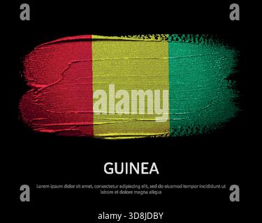 Guinea national flags on dark background in grunge style artwork Stock Vector