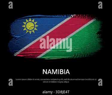 Namibia national flags on dark background in grunge style artwork Stock Vector