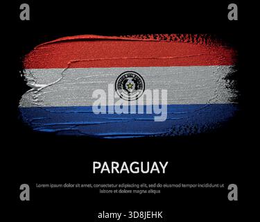 Paraguay national flags on dark background in grunge style artwork Stock Vector