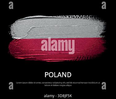 Poland national flags on dark background in grunge style artwork Stock Vector