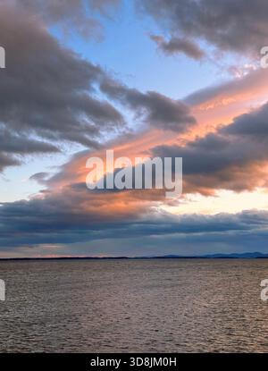 Sunset over Lake Chanplain in Vermont. USA. Stock Photo