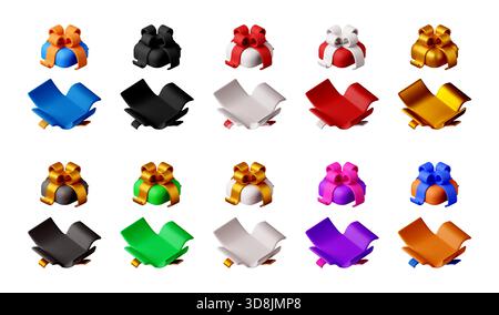 Set of gift box 3d isometric. Isolated cardboard boxes. Vector ...