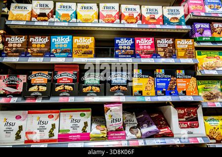 London UK, November 28 2025, Selection Of Supermarket British Favourite Healthy  Protein Snack Bars Stock Photo