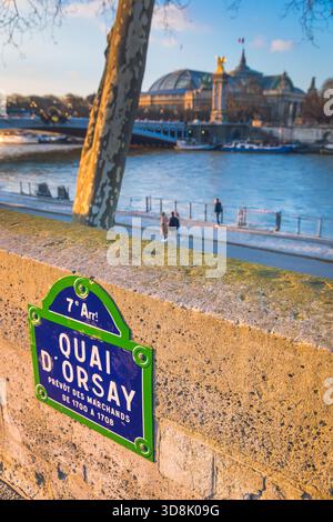 Parisian street name sign for Pont Alexandre, Alexandre bridge. The ...