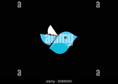 Minimalist Abstract Bird Logo Design on White Background Stock Vector