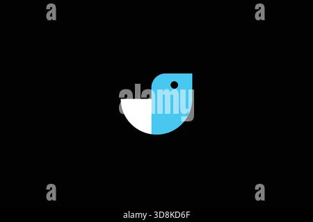 Minimalist Abstract Bird Logo Design on White Background Stock Vector