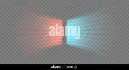 Warm red and cool blue air flow collide in soft dynamic wave thermal motion. Smooth arrows and clean currents create modern HVAC concept perfect for vector design and temperature control graphics. Stock Vector