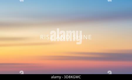 Abstract dawn background blending yellow, orange, and blue with horizontal blurred streaks. Stock Vector