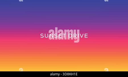Horizontal striped gradient with vivid sunset tones in retro 80s inspired background style. Stock Vector