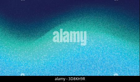Abstract halftone design transitioning from dark blue to aqua with dotted pixel texture Stock Vector