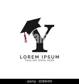 Letter Y with Graduation Cap Logo. Alphabet Y Education Hat icon Stock Vector