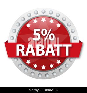 5% Discount Badge – Red Promotional Sale Label Vector Stock Vector